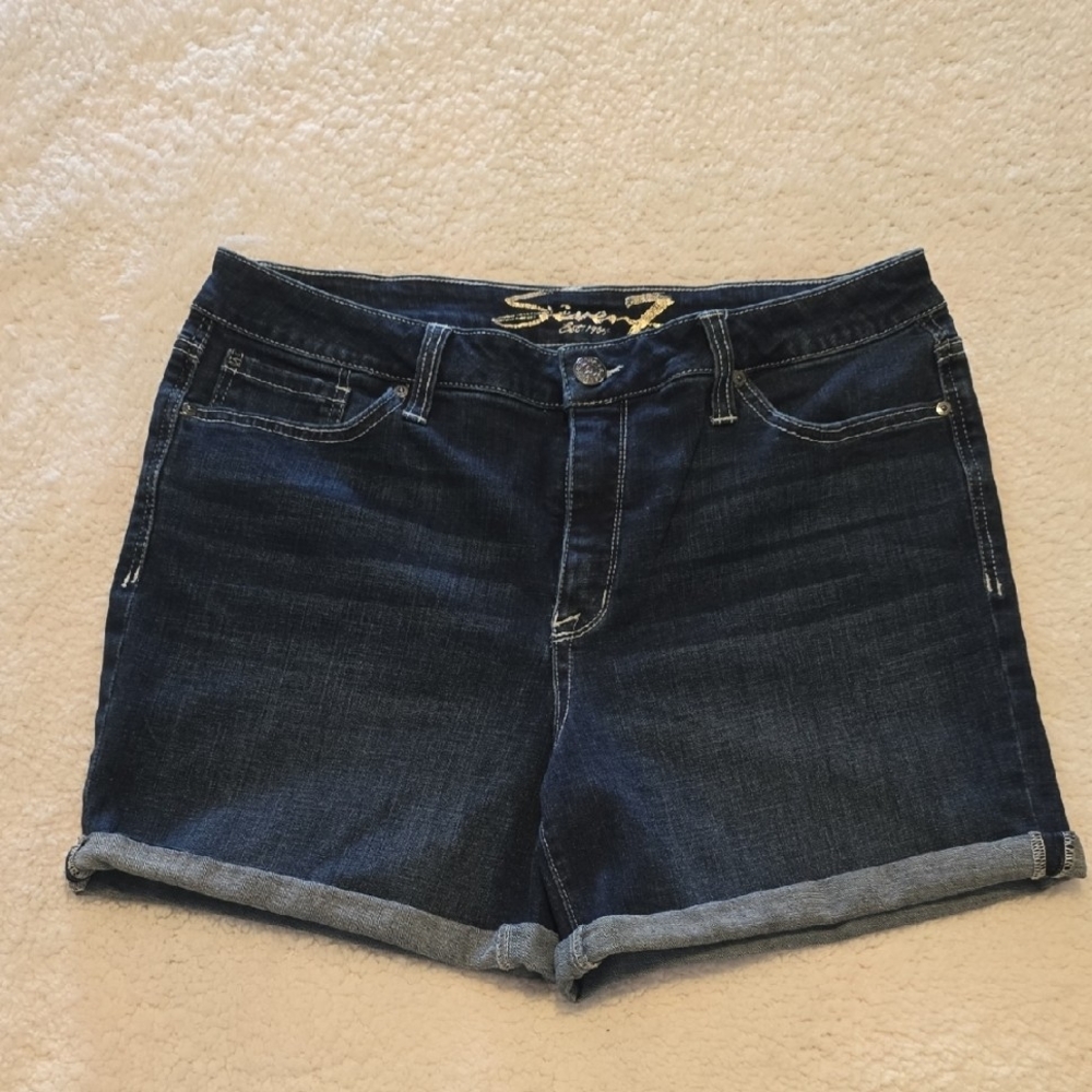 Seven7 Women's Deep Indigo Jean Shorts